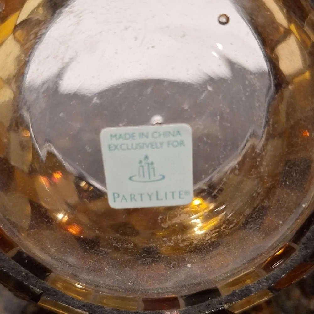 PartyLite Amber and Black Mosaic Vase - Picture 2 of 4